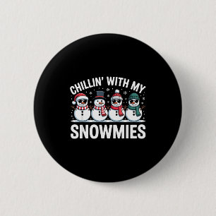 Badge Rond 5 Cm Se détendre avec mes bonhommes de neige Noël Garço