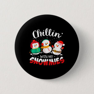 Badge Rond 5 Cm Se détendre avec mes snowmies drôle bonhomme de ne