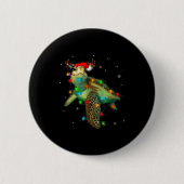 Badge Rond 5 Cm Sea Turtle Christmas Lights Funny Santa Hat Merry (Devant)