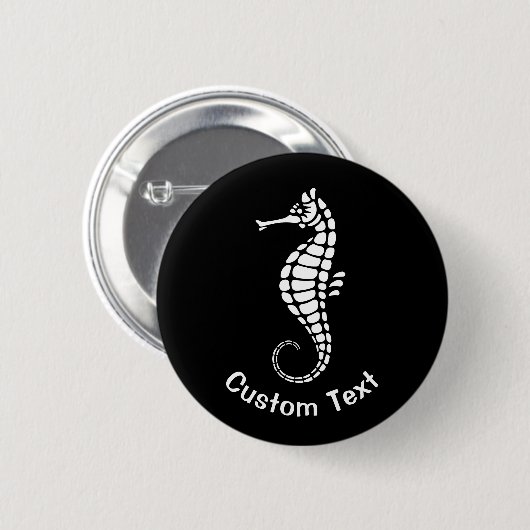 Badge Rond 5 Cm Seahorse White (Devant & derrière)