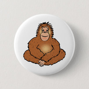 Badge Rond 5 Cm Séance d'Urangutan, art animal drôle