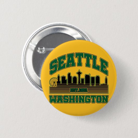 Badge Rond 5 Cm Seattle, Washington (Devant & derrière)