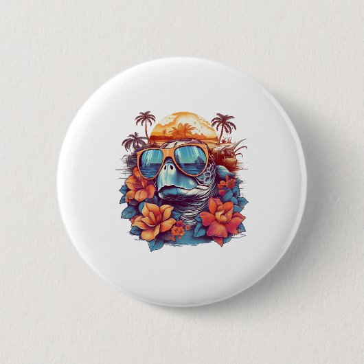 Badge Rond 5 Cm Seaturtle with sunglasses at the beach Copy (Devant)