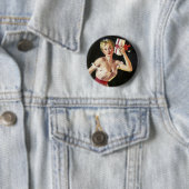 Badge Rond 5 Cm Secouant le Pin de présents (En situation)