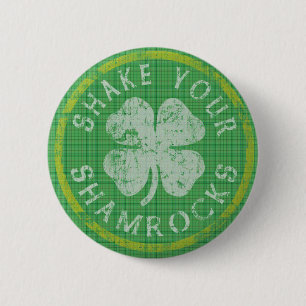Badge Rond 5 Cm Secouez votre bouton de shamrocks
