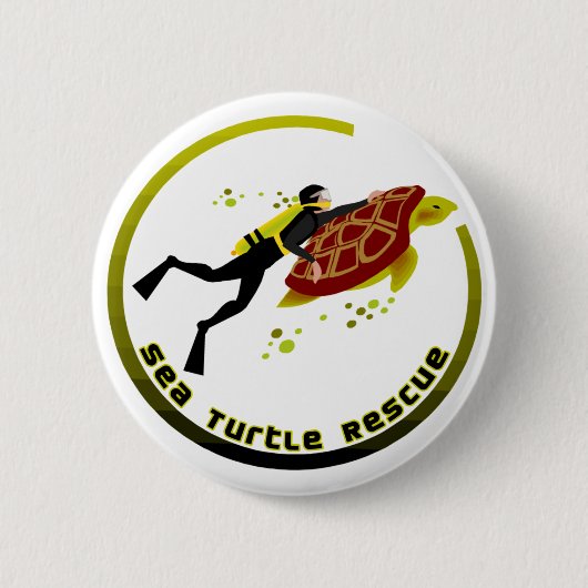 Badge Rond 5 Cm Secourt de tortue marine (Devant)