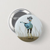 Badge Rond 5 Cm Secrétaire Bird d'Afrique du Sud (Devant & derrière)