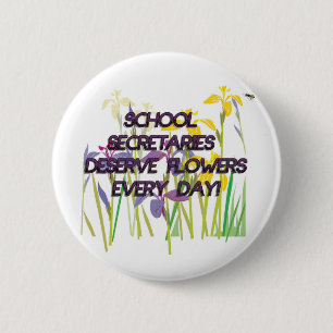 BADGE ROND 5 CM SECRÉTAIRES DESERVE FLOWERS D'ÉCOLE