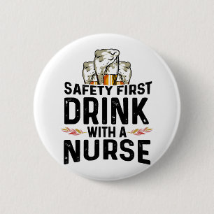 Badge Rond 5 Cm Sécurité Boire d'abord Boire de la bière Boire Nur