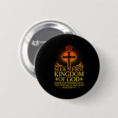 Badge Rond 5 Cm Seek First The Kingdom Of God Matthew Christian Bi (Devant & derrière)