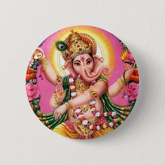 Badge Rond 5 Cm Seigneur Ganesha de danse (Devant)