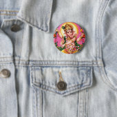 Badge Rond 5 Cm Seigneur Ganesha de danse (En situation)