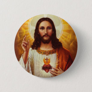 Badge Rond 5 Cm Seigneur Jésus-Christ et le coeur sacré