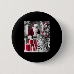 Badge Rond 5 Cm Selfie De Chat Drôle Avec Le Mème De Noël Du Père