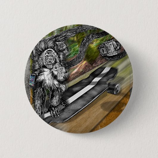 Badge Rond 5 Cm Selfie de patinage Simian (Devant)