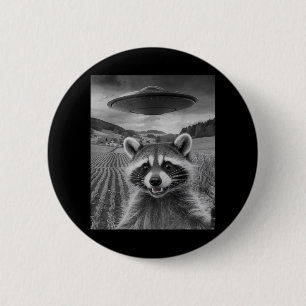 Badge Rond 5 Cm Selfie Opossum Avec Alien Ufo Drôle Cadeaux Possum