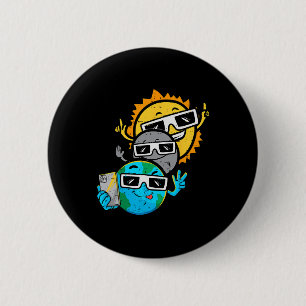 Badge Rond 5 Cm Selfie Terre Lune Chaser Solaire Total Éclipse Sol