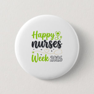 Badge Rond 5 Cm Semaine heureuse des infirmières 2026 Stéthoscope