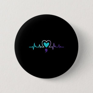 Badge Rond 5 Cm Semicolon de pulsation féminine Prévention du suic