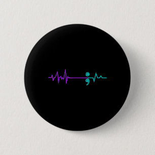 Badge Rond 5 Cm Semicolon de sensibilisation à la prévention du su