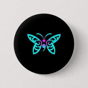Badge Rond 5 Cm Semicolon papillon guerrier Prévention du suicide