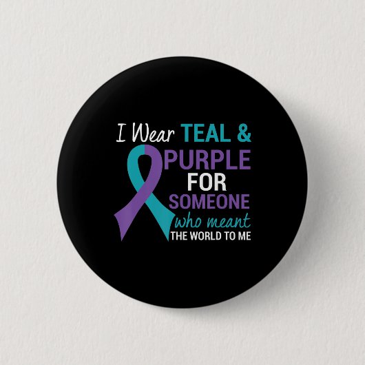 Badge Rond 5 Cm Semicolon Turquoise et violet sensibilisation au s (Devant)
