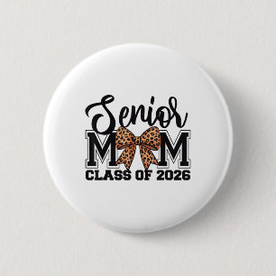 Badge Rond 5 Cm Senior Mom Cl Of 2026 Graduation Leopard Coquette