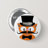 Badge Rond 5 Cm Señor Gato™ Moustache Chapeau supérieur et Cravate (Devant & derrière)