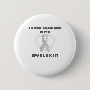 Badge Rond 5 Cm Sensibilisation à la dyslexie J'aime quelqu'un av