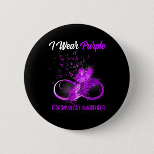 Badge Rond 5 Cm Sensibilisation à la fibromyalgie de la plume de r
