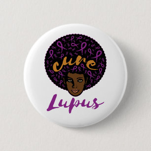 Badge Rond 5 Cm Sensibilisation à la guérison du lupus Afro-Améric