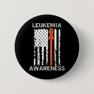 Badge Rond 5 Cm Sensibilisation à la leucémie Drapeau américain Or