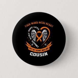 Badge Rond 5 Cm Sensibilisation à la leucémie orange Cousin Cancer