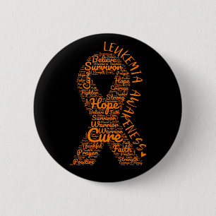 Badge Rond 5 Cm Sensibilisation À La Leucémie Ruban Orange Avec Po