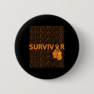 Badge Rond 5 Cm Sensibilisation à la leucémie Survivor Orange Ribb