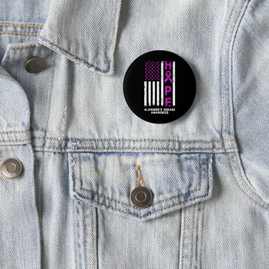 Badge Rond 5 Cm Sensibilisation à la maladie d'Alzheimer pourpre D (En situation)