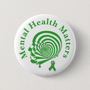 Badge Rond 5 Cm Sensibilisation à la santé mentale Ruban vert