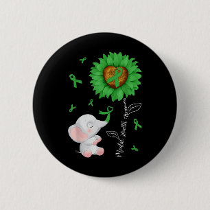 Badge Rond 5 Cm Sensibilisation à la santé mentale Tournesol Éléph