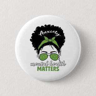 Badge Rond 5 Cm Sensibilisation à la santé Messy Bun Problèmes de