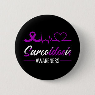 Badge Rond 5 Cm Sensibilisation à la sarcoïdose Coeur Amour Violet