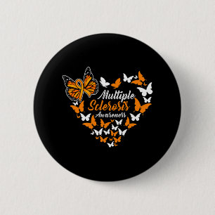 Badge Rond 5 Cm Sensibilisation à la sclérose Mme Orange Ruban Pap