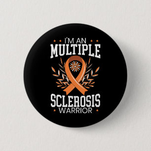 Badge Rond 5 Cm Sensibilisation à la sclérose Ruban orange