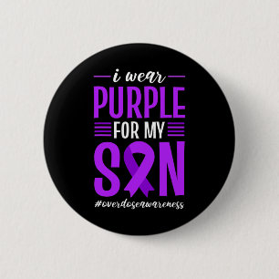 Badge Rond 5 Cm Sensibilisation À La Surdose Je Porte Du Violet Po
