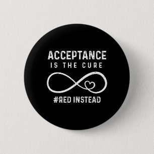 Badge Rond 5 Cm Sensibilisation à l'acceptation de l'autisme Rouge