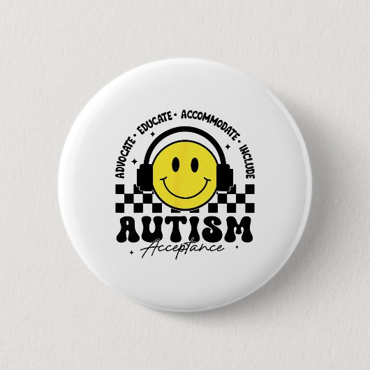 Badge Rond 5 Cm Sensibilisation à l'autisme Acceptation Enseigneme (Devant)