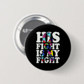 Badge Rond 5 Cm Sensibilisation à l'autisme Son combat est mon com (Devant & derrière)