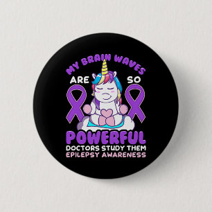 Badge Rond 5 Cm Sensibilisation à l'épilepsie Cute Unicorn Purple