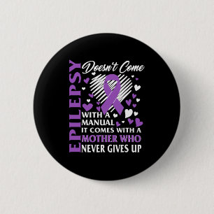 Badge Rond 5 Cm Sensibilisation à l'épilepsie Mère pourpre Ribbon 