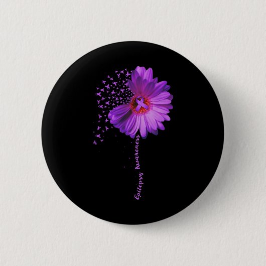 Badge Rond 5 Cm Sensibilisation à l'épilepsie Tournesol Ribbon Cad (Devant)