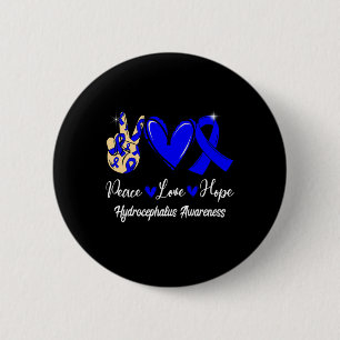 Badge Rond 5 Cm Sensibilisation à l'hydrocéphalie Paix Aimer Espoi
